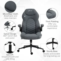 Vinsetto Home Office Chair, Height Adjustable Desk Chair with Flip Up Armrests, Swivel Wheels and Tilt Function, Dark Gray(m-7)