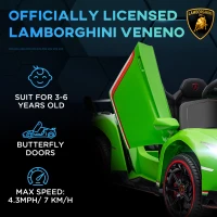 Aosom Lamborghini Veneno Licensed 12V Electric Kids Ride on Car with Bluetooth, Remote, Green(m-4)