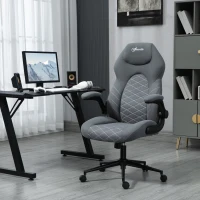 Vinsetto Home Office Chair, Height Adjustable Desk Chair with Flip Up Armrests, Swivel Wheels and Tilt Function, Dark Gray(m-2)
