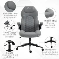 Vinsetto Home Office Chair, Height Adjustable Desk Chair with Flip Up Armrests, Swivel Wheels and Tilt Function, Light Gray(m-7)