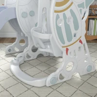 Qaba Toddler Swing and Slide Set with Basketball Hoop, Space Theme, Gray(m-9)