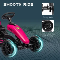 Aosom Kids Pedal Go Kart w/ Swing Axle, Shock-Absorbing Wheels, Pink(m-6)