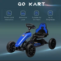 Aosom Kids Pedal Go Kart w/ Swing Axle, Shock-Absorbing Wheels, Blue(m-8)