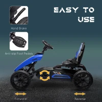 Aosom Kids Pedal Go Kart w/ Swing Axle, Shock-Absorbing Wheels, Blue(m-5)