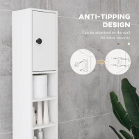 kleankin 71" Tall Bathroom Storage Cabinet, Narrow Bathroom Cabinet with Open Shelves, 2 Door Cabinets, Adjustable Shelves, for Kitchen, Hallway, Living Room, White(m-5)