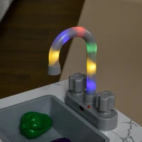 Qaba Play Kitchen Set for Kids w/ Apron and Chef Hat, Ice Maker White(m-8)