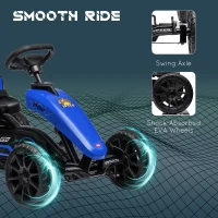 Aosom Kids Pedal Go Kart w/ Swing Axle, Shock-Absorbing Wheels, Blue(m-6)