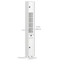 kleankin 71" Tall Bathroom Storage Cabinet, Narrow Bathroom Cabinet with Open Shelves, 2 Door Cabinets, Adjustable Shelves, for Kitchen, Hallway, Living Room, White(m-3)