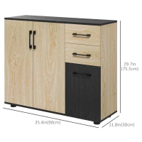 HOMCOM Modern Sideboard Cabinet, Freestanding Sideboards and Buffets with 3 Doors, 2 Drawers and Adjustable Shelf(m-3)