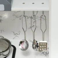 Qaba Play Kitchen Set for Kids w/ Apron and Chef Hat, Ice Maker White(m-9)