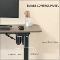 Vinsetto Electric Height Adjustable Standing Desk with 48" Desktop, Sit Stand Home Office Desk with Memory Button Control and Anti-Collision System, Teak/Black(m-5)