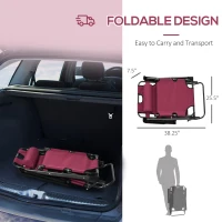 Outsunny Folding Chaise Lounge Chair for Outside, 2-in-1 Tanning Chair with Pillow & Pocket, Adjustable Pool Chair for Beach, Patio, Lawn, Deck, Red(m-6)