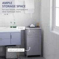 kleankin Bathroom Cabinet with Drawer and Shelf, Toilet Vanity Cabinet for Toilet Paper, Towels or Shampoo, Grey(m-5)