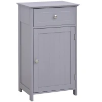 kleankin Bathroom Cabinet with Drawer and Shelf, Toilet Vanity Cabinet for Toilet Paper, Towels or Shampoo, Grey(m-1)