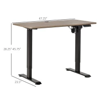 Vinsetto Electric Height Adjustable Standing Desk with 48" Desktop, Sit Stand Home Office Desk with Memory Button Control and Anti-Collision System, Teak/Black(m-3)