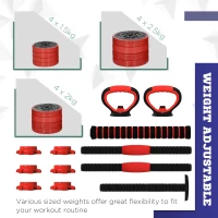 Soozier Adjustable Dumbbell Sets, 4 in1 Weights Dumbbells Set Used as Barbell, Kettlebells, Push up Stand, Free Weight Set for Men and Women Home Gym Training, Red 55lbs(m-5)
