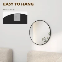 HOMCOM 24" Decorative Wall Mirror for Bedroom Living Room, Modern Round Bathroom Mirror for Home Decor, Black(m-6)