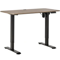 Vinsetto Electric Height Adjustable Standing Desk with 48" Desktop, Sit Stand Home Office Desk with Memory Button Control and Anti-Collision System, Teak/Black(m-1)