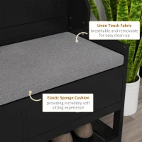 HOMCOM 3-in-1 Hall Tree, Entryway Bench with Coat Rack, Mudroom Bench with Shoe Rack, 2 Storage Drawers, 4 Hooks and Padded Seat Cushions for Hallway, Black(m-7)