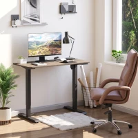 Vinsetto Electric Height Adjustable Standing Desk with 48" Desktop, Sit Stand Home Office Desk with Memory Button Control and Anti-Collision System, Teak/Black(m-2)