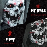 Outsunny 74" Life Size Outdoor Halloween Decorations Skeleton Witch, Animated Prop Animatronic Decor with Sound and Motion Activated, Light Up Eyes and Chest, Howling and Chain Sound(m-5)