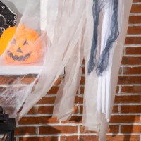 Outsunny 60" Life Size Outdoor Halloween Decorations Hanging Grim Reaper in White Robe, Animated Prop with Sound and Motion Activated Light Up Eyes, Howling and Chain Sound(m-8)