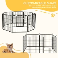 PawHut 8 Panel Pet Playpen Play Yard Fence Home DIY Heavy-Duty Metal Foldable Indoor Outdoor 31.5"H(m-4)