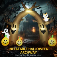 HOMCOM 10FT Gaint Halloween Inflatables Outdoor Decorations Dead Tree Archway with Ghost, Pumpkin, Blow Up Yard Decor with LED Lights  for Garden, Lawn, Party, Holiday(m-4)