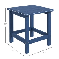 Outsunny Patio Side Table, 15" Square Outdoor End Table, HDPE Plastic Tea Table for Adirondack Chair, Backyard or Lawn, Blue(m-3)