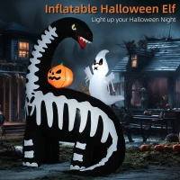 HOMCOM 6FT Halloween Inflatable Dinosaur with Ghost and Pumpkin LED Lights(m-4)