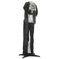 Outsunny 57" Life Size Outdoor Halloween Decorations Hanging Talking Skeleton Ghost, Animated Prop Animatronic Decor with Sound and Motion Activated, Light Up Eyes, Laughter(m-1)