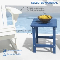 Outsunny Patio Side Table, 15" Square Outdoor End Table, HDPE Plastic Tea Table for Adirondack Chair, Backyard or Lawn, Blue(m-4)