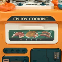 Qaba Toy Kitchen, 77 Pieces Kids Play Kitchen Role Playing Game with Sound and Light, Water Spray, Running Water(m-9)