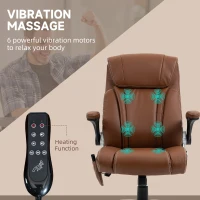 Vinsetto Executive Massage Office Chair with 6 Vibration Points, Heated Faux Leather Computer Desk Chair with Flip-up Armrest, Adjustable Height, Swivel Wheel, Brown(m-4)