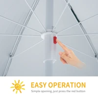 Outsunny Arc. 7ft Fishing Umbrella Beach Parasol with Sides Brolly Shelter Canopy Shade with Carry Bag Dark Green(m-4)