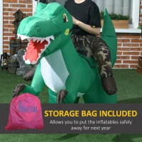 HOMCOM Halloween Inflatable Costume, Ride on Dinosaur Costumes for Adults, Funny Blow up Costume for Party, Cosplay, Green(m-9)
