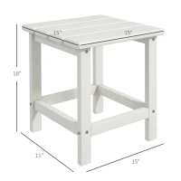 Outsunny Adirondack Side Table, Square Patio End Table, Weather Resistant 15" Outdoor HDPE Table for Porch, Pool, Balcony, White(m-3)