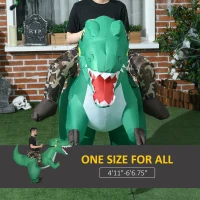 HOMCOM Halloween Inflatable Costume, Ride on Dinosaur Costumes for Adults, Funny Blow up Costume for Party, Cosplay, Green(m-5)