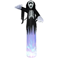 HOMCOM 12ft Halloween Inflatables Outdoor Decorations Skeleton Ghost, Blow Up LED Yard Decor for Garden, Lawn, Party, Holiday, Waterproof(m-1)