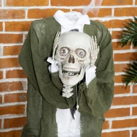Outsunny 57" Life Size Outdoor Halloween Decorations Hanging Talking Skeleton Ghost, Animated Prop Animatronic Decor with Sound and Motion Activated, Light Up Eyes, Laughter(m-8)