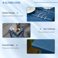 Outsunny Patio Side Table, 15" Square Outdoor End Table, HDPE Plastic Tea Table for Adirondack Chair, Backyard or Lawn, Blue(m-6)