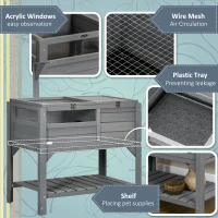 PawHut Tortoise Habitat with Shelf Storage Tortoise Gift Accessory with Weather Protection for Indoor, Gray(m-7)