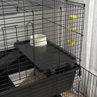 PawHut Small Animal Cage with Playpen, Multi-level Pet Habitat Indoor for Guinea Pigs Hedgehogs Bunnies with Accessories, Water Bottle, Food Dish, Feeding Trough(m-8)