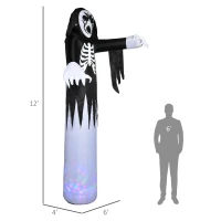 HOMCOM 12ft Halloween Inflatables Outdoor Decorations Skeleton Ghost, Blow Up LED Yard Decor for Garden, Lawn, Party, Holiday, Waterproof(m-3)