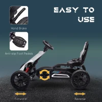 Aosom Kids Pedal Go Kart W/ Adjustable Seat, Swing Axle, White(m-5)