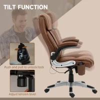 Vinsetto Executive Massage Office Chair with 6 Vibration Points, Heated Faux Leather Computer Desk Chair with Flip-up Armrest, Adjustable Height, Swivel Wheel, Brown(m-6)