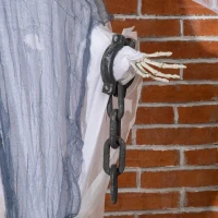 Outsunny 60" Life Size Outdoor Halloween Decorations Hanging Grim Reaper in White Robe, Animated Prop with Sound and Motion Activated Light Up Eyes, Howling and Chain Sound(m-9)