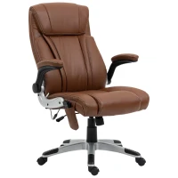 Vinsetto Executive Massage Office Chair with 6 Vibration Points, Heated Faux Leather Computer Desk Chair with Flip-up Armrest, Adjustable Height, Swivel Wheel, Brown(m-11)