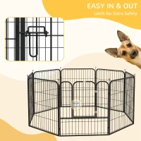 PawHut 8 Panel Pet Playpen Play Yard Fence Home DIY Heavy-Duty Metal Foldable Indoor Outdoor 31.5"H(m-6)