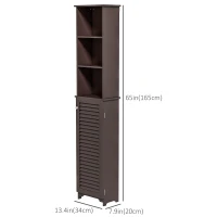HOMCOM Tall Bathroom Storage Cabinet, Freestanding Linen Tower with 3-Tier Open Adjustable Shelf, Dark Brown(m-3)